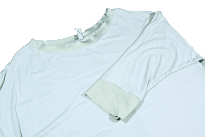 T-shirt barchetta maniche 3/4 con dettagli in raso