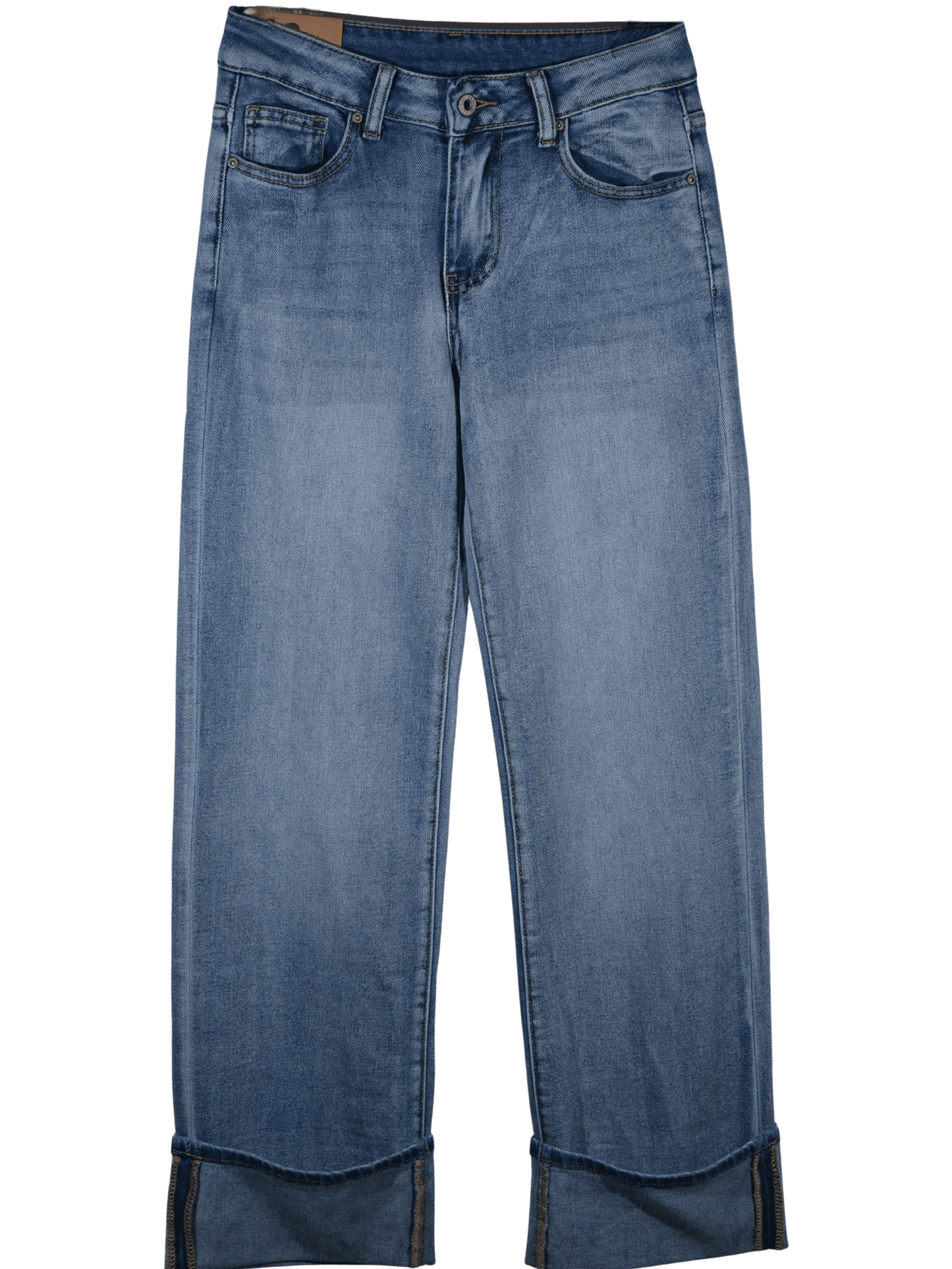 Jeans a palazzo con risvolto