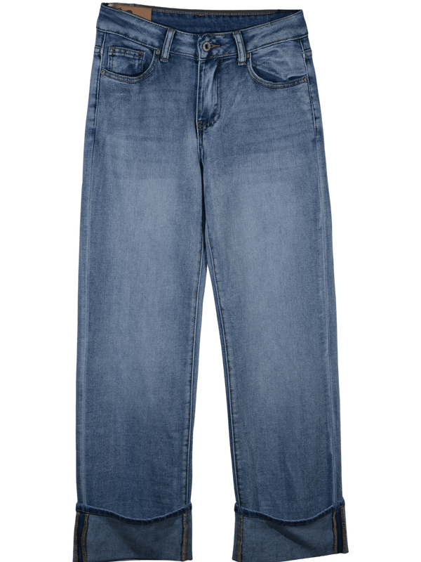Jeans a palazzo con risvolto