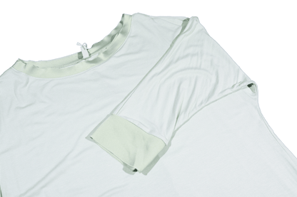 T-shirt barchetta maniche 3/4 con dettagli in raso