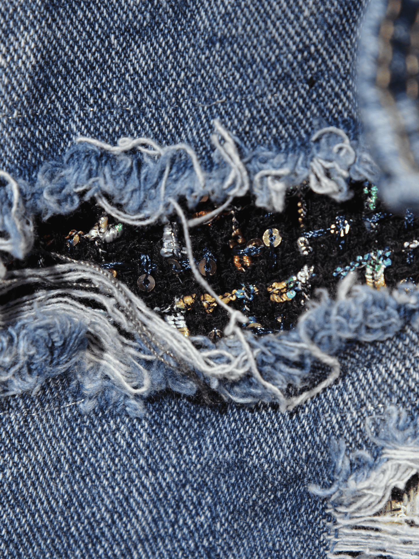 Giubbino Jeans Oversize con Patchwork e Paillettes