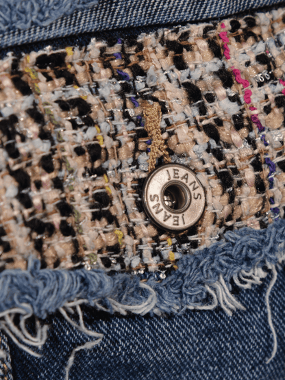 Giubbino Jeans Oversize con Patchwork e Paillettes