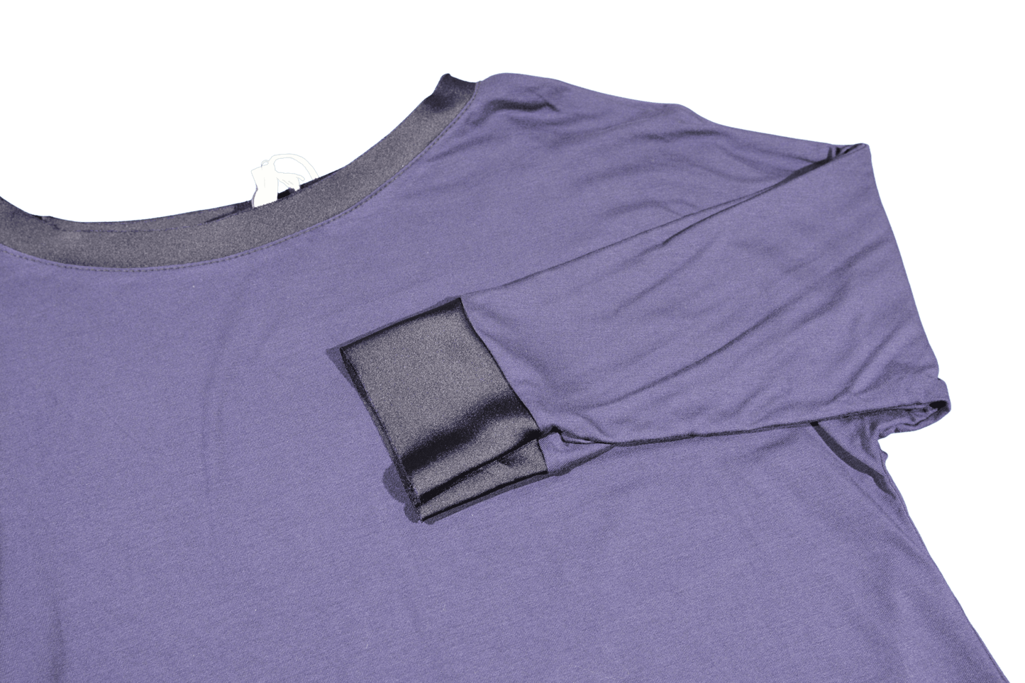 T-shirt barchetta maniche 3/4 con dettagli in raso