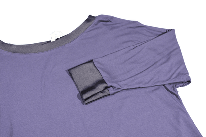 T-shirt barchetta maniche 3/4 con dettagli in raso