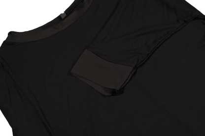 T-shirt barchetta maniche 3/4 con dettagli in raso