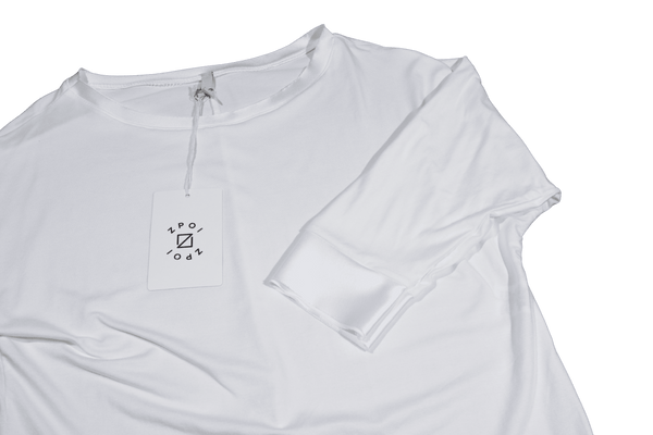 T-shirt barchetta maniche 3/4 con dettagli in raso