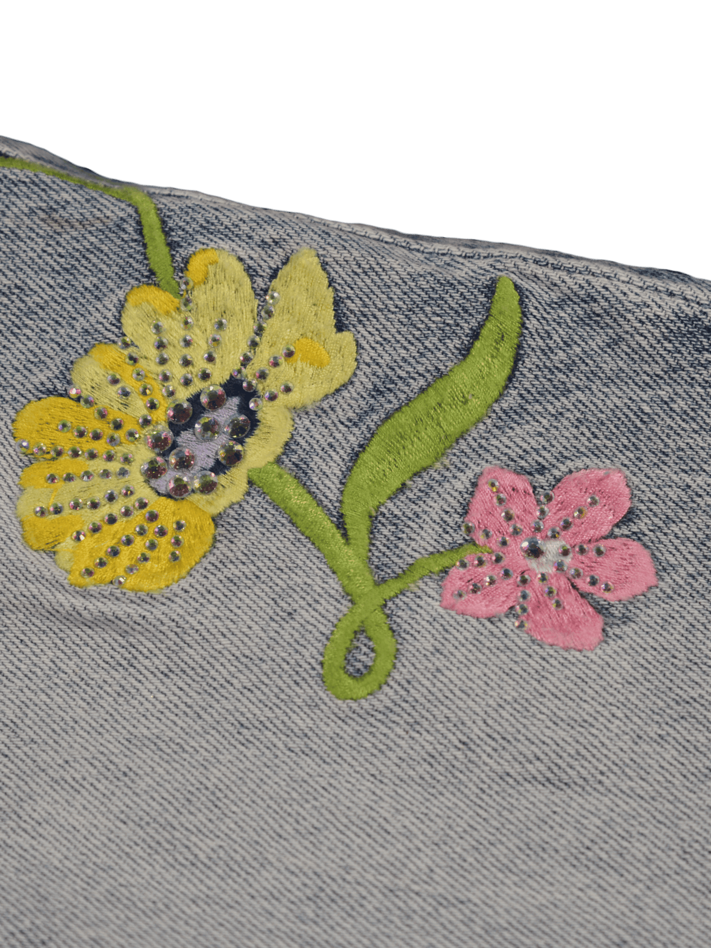 Jeans margherite ricamate e Swaroski