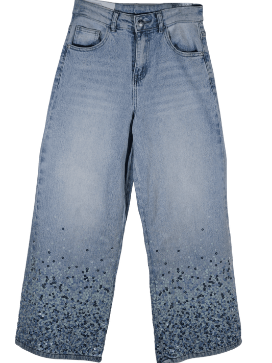 Jeans a palazzo con paillettes