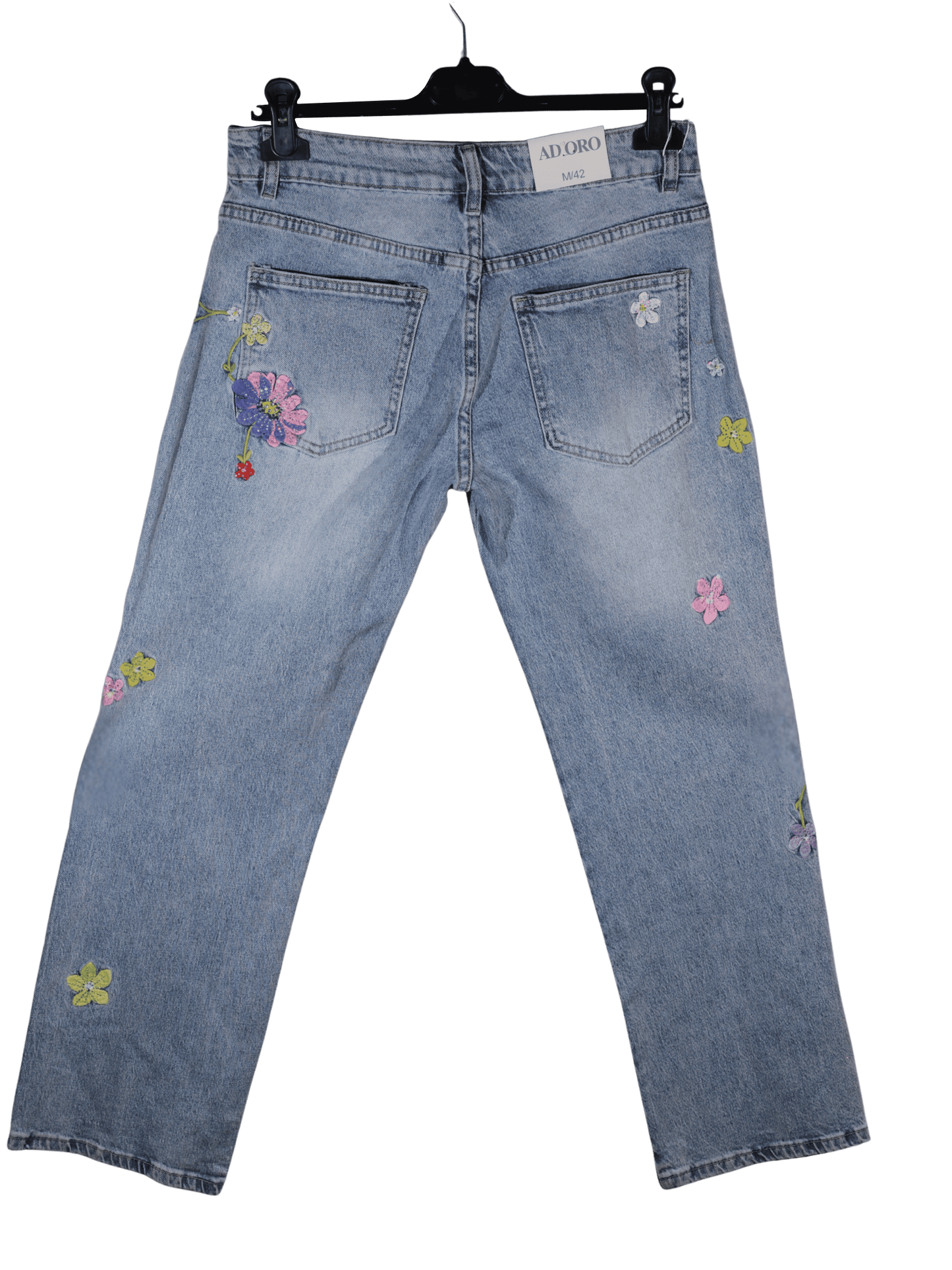Jeans margherite ricamate e Swaroski