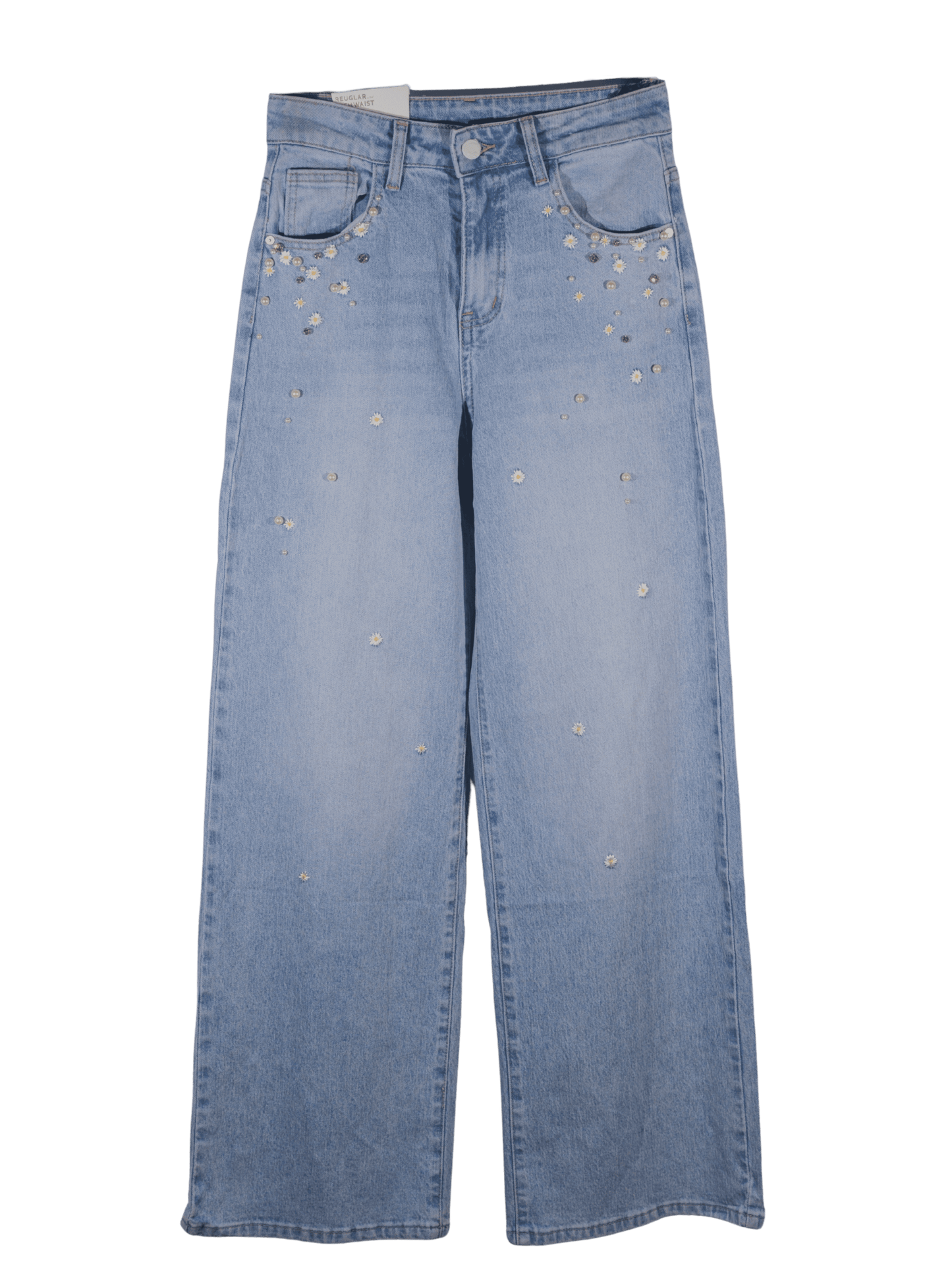 Jeans a vita alta con applicazioni