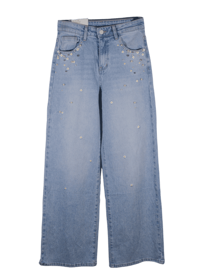 Jeans a vita alta con applicazioni