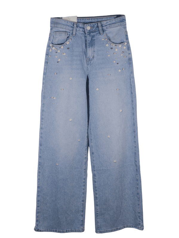 Jeans a vita alta con applicazioni