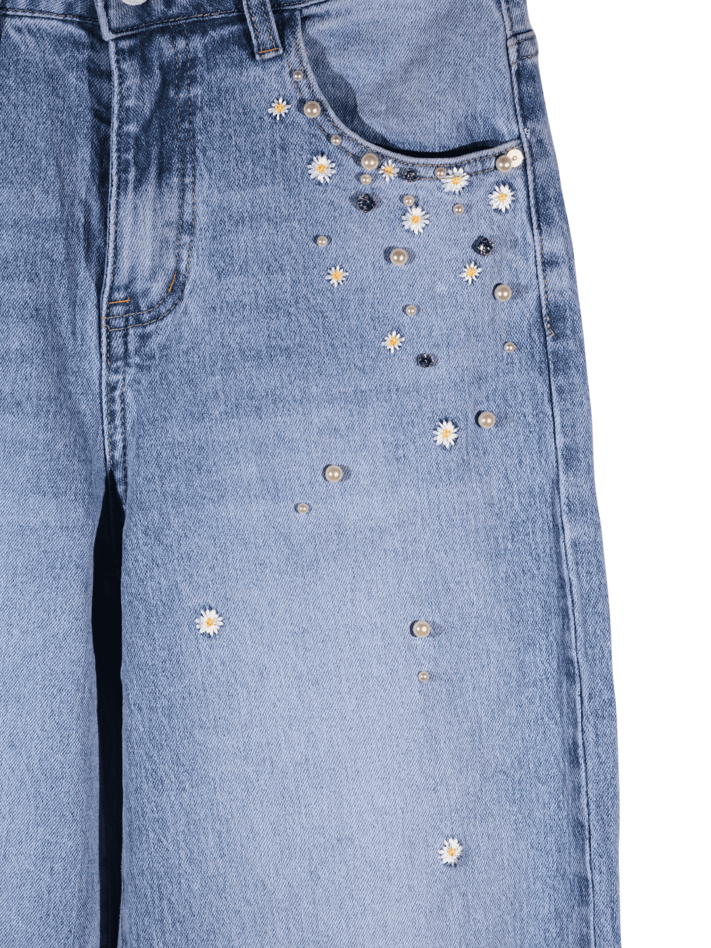 Jeans a vita alta con applicazioni