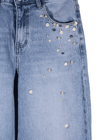 Jeans a vita alta con applicazioni